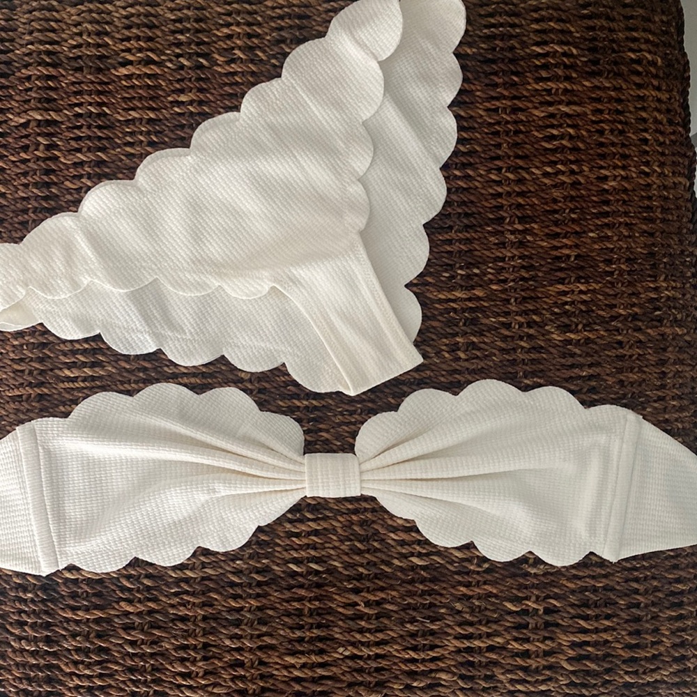 Marysia scalloped Antibes white strapless bikini - brand new, unworn, bridal